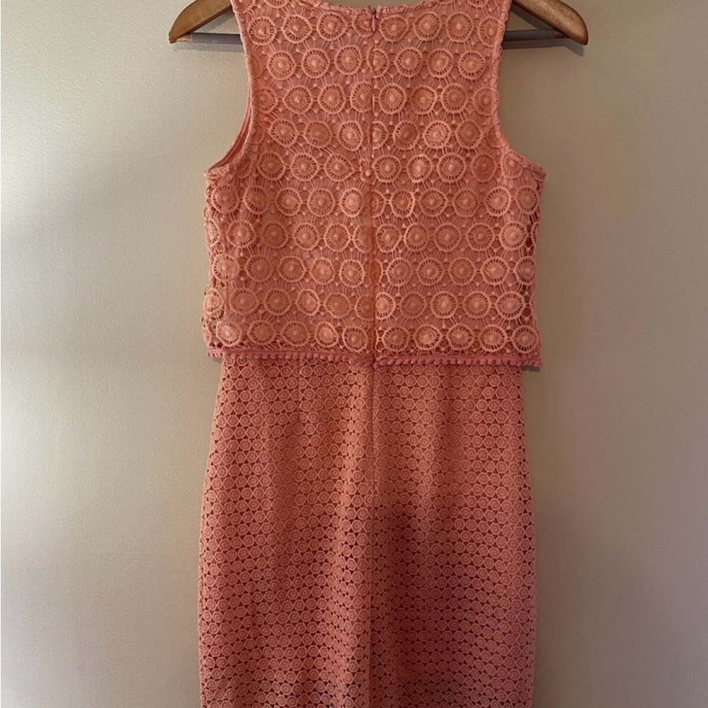 Lulu's Coral Lace Midi Dress